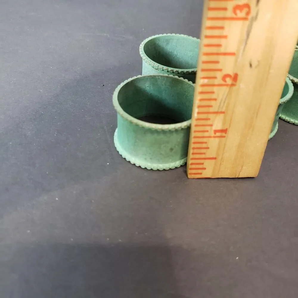 Set of 6 Rustic Green Verdigris Copper Napkin Rings Holders Coastal Table Decor